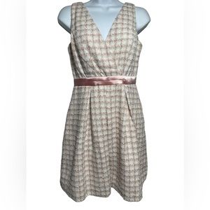 Minuet dress size small pink & white tweed dress with pink satin trim 🩷🤍🩷